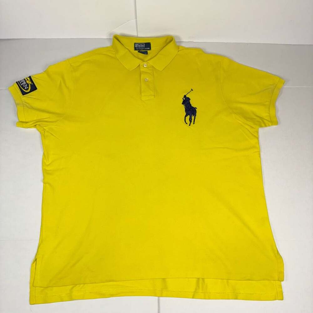 Polo Ralph Lauren Rare Men US Open 2017 Big Pony Polo Yellow Size XL